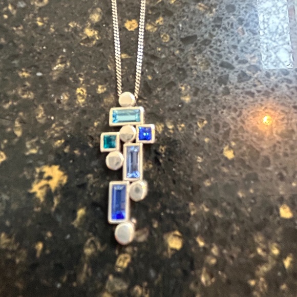 Brighton Silver and Sapphire Blue Color Crystal Necklace - Picture 2 of 5